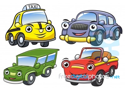 Illustration Of Cute Cartoon Car Characters Stock Image