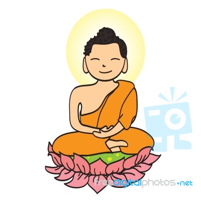 Illustration Of Cute Young Monk Cartoon Stock Image