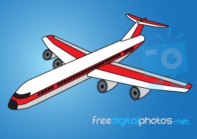 Illustration Of Flying Airplane Isolated- Illustration Stock Image