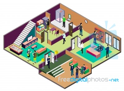 Illustration Of Info Graphic Interior  Room Concept Stock Image