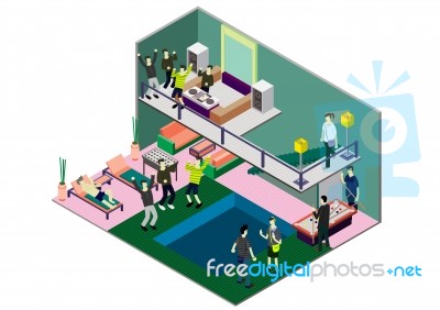 Illustration Of Info Graphic Interior  Room Concept Stock Image