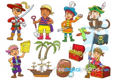 Illustration Of Pirate Child Cartoon Stock Image