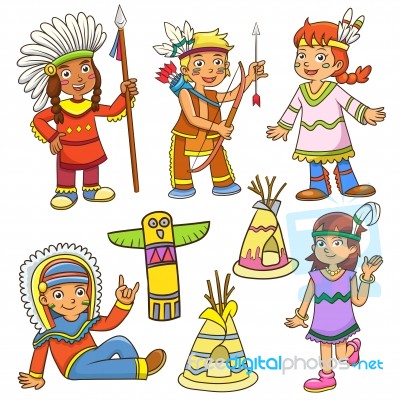 Illustration Of Red Indian Cartoon Stock Image