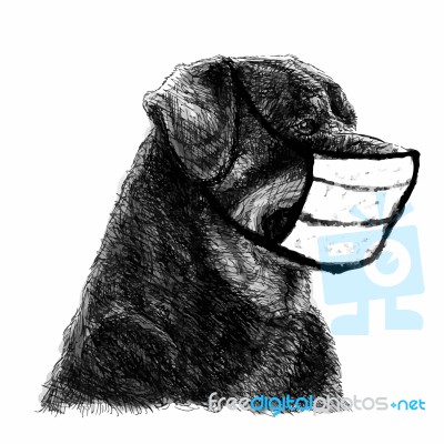 Illustration Of Rottweiler Dog With Mask Stock Image