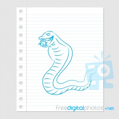 Illustration Of Snake Cartoon On Paper Sheet - Illustratio Stock Image