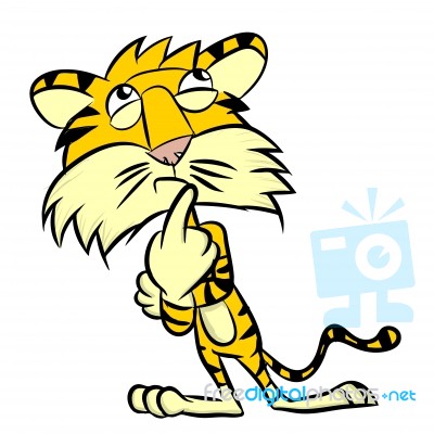 Illustration Of Tiger Be Thinking -  Illustration Stock Image