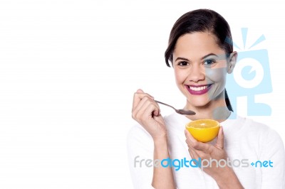 I'm Ready To Eat Orange! Stock Photo