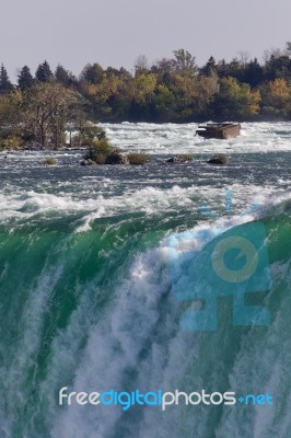 Image Of A Powerful Niagara Waterfall In Autumn Stock Photo