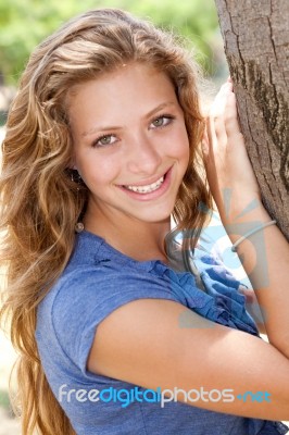 Image Of Closeup Portrait Of A Happy Young Beautiful Woman Stock Photo