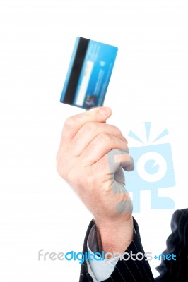 Image Of Man's Hand Holding Cash Card Stock Photo