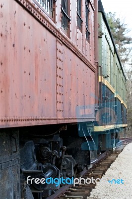 Image With The Old Wagons Of The Train Stock Photo