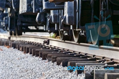 Image With The Train Wheels Stock Photo