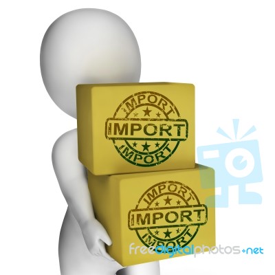 Import Boxes Show Importing International Goods And Products Stock Image