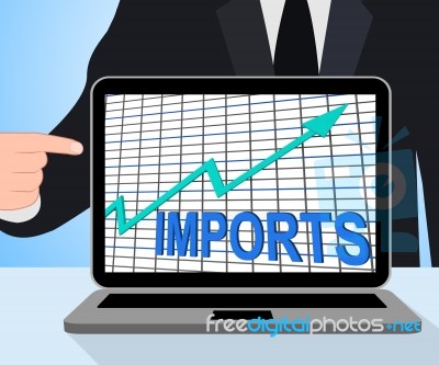 Imports Graph Chart Displays Increase Purchase Abroad Stock Image