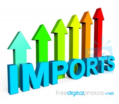 Imports Increasing Shows Buy Abroad And Advance Stock Image