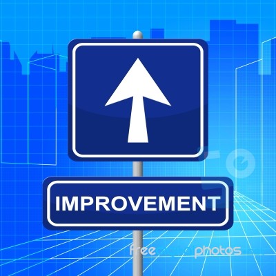 Improvement Sign Represents Upward Signboard And Pointing Stock Image