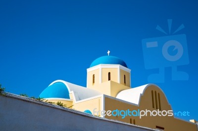 In Santorini  Construction The Stock Photo