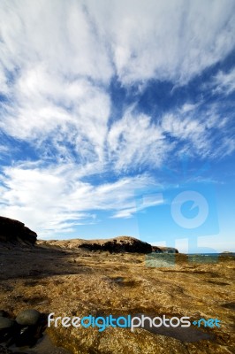 In Spain  Lanzarote  Rock Stone    And Summer Stock Photo