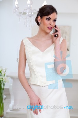 In The Salon Of Wedding Dresses Stock Photo