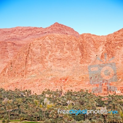 In Todra Gorge Morocco Africa And  Village Stock Photo