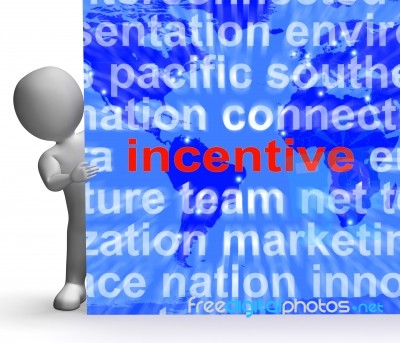 Incentive Word Cloud Sign Shows Bonus Inducement Reward Stock Image