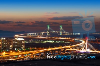 Incheon Bridge In Korea Stock Photo