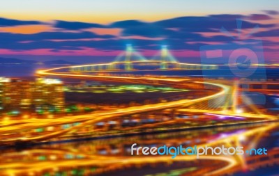 Incheon Bridge With Blur Motion Stock Photo