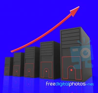 Increase Computer Storage Shows Improvement Advance And Upward Stock Image