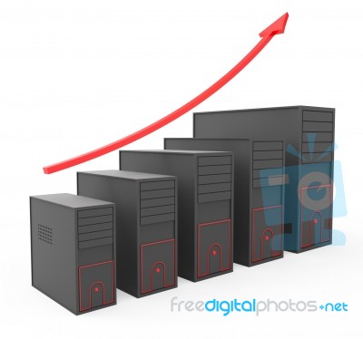 Increase Computer Storage Shows Storehouse Store And Pc Stock Image