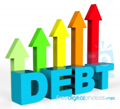 Increase Debt Indicates Financial Obligation And Debts Stock Image