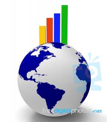 Increase Graph Worldwide Shows Infochart Globalization And Grow Stock Image