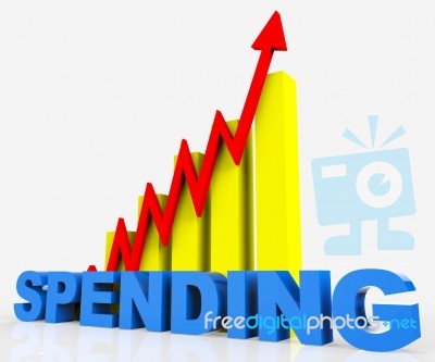 Increase Spending Indicates Progress Report And Diagram Stock Image