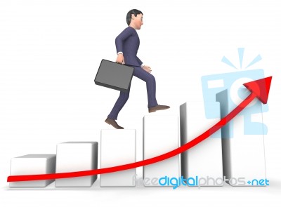 Increase Success Means Business Person And Grow 3d Rendering Stock Image