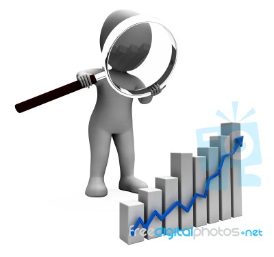 Increasing Graph Character Shows Profit Income Rising Stock Image