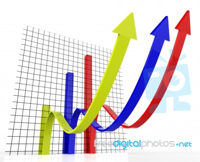 Increasing Graph Indicates Growing Upward And Forecast Stock Image