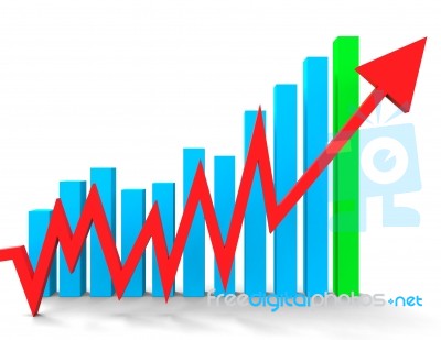 Increasing Graph Shows Financial Report And Advance Stock Image