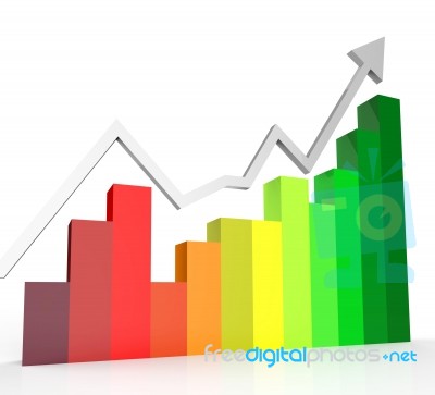 Increasing Graph Shows Financial Report And Biz Stock Image