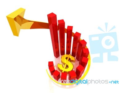 Increasing Graph With Dollar Sign Stock Image