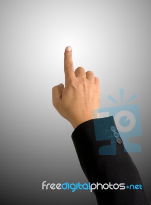 Index Finger Pointing Screen Stock Photo