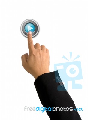 Index Finger Push Play Button Stock Image