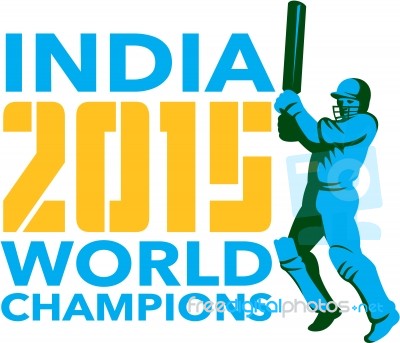 India Cricket 2015 World Champions Isolated Stock Image