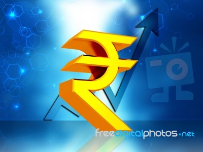 Indian Rupee Growth Concept. 3d Render Stock Image