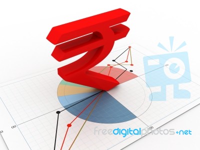 Indian Rupee Sign On Business Chart Stock Image