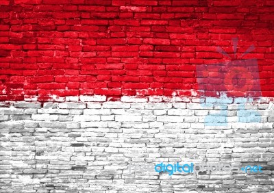 Indonesia Flag Painted On Wall Stock Photo