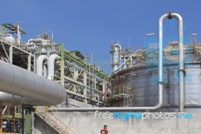 Industrial Factory With Blue Sky Stock Photo