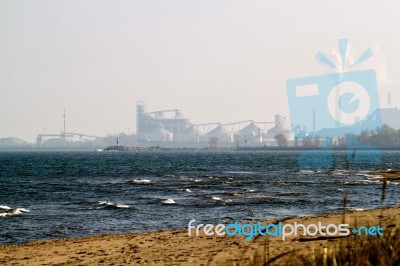 Industrial Scene In Fall Season, Indiana Stock Photo