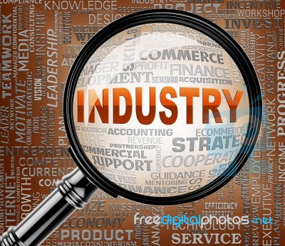 Industry Magnifier Shows Manufacturing Production 3d Rendering Stock Image