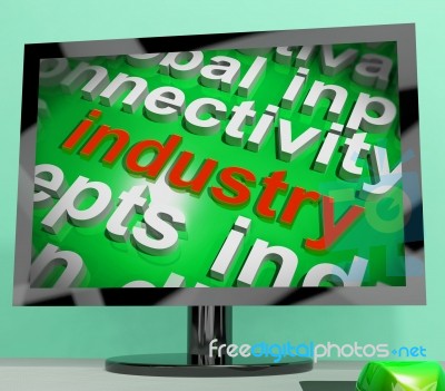 Industry Word Cloud Shows Industrial Workplace Or Manufacturing Stock Image