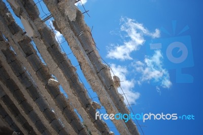 Inexistential Roof (sky Background) Stock Photo