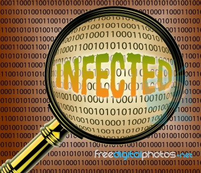 Infected Data Means Magnify Computers And Files Stock Image